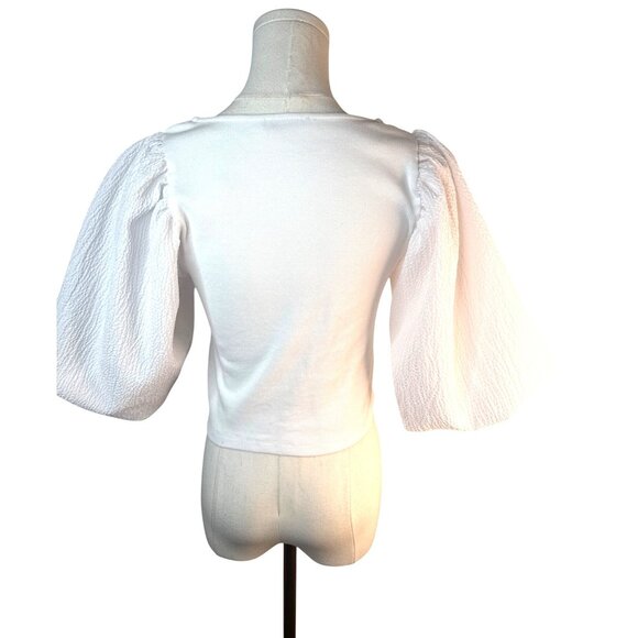 2/$30 ZARA Large White Puff Sleeve Crop Top - Picture 3 of 11